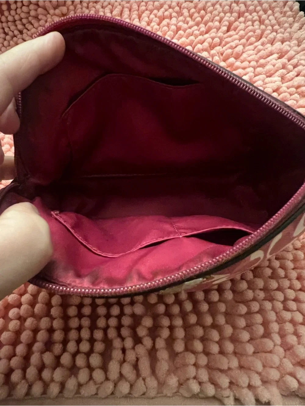Coach Pink and Cream Signature Cosmetic Case